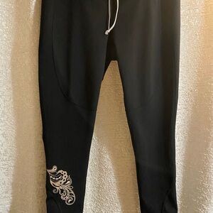 Black Joggers with Paisley Detail